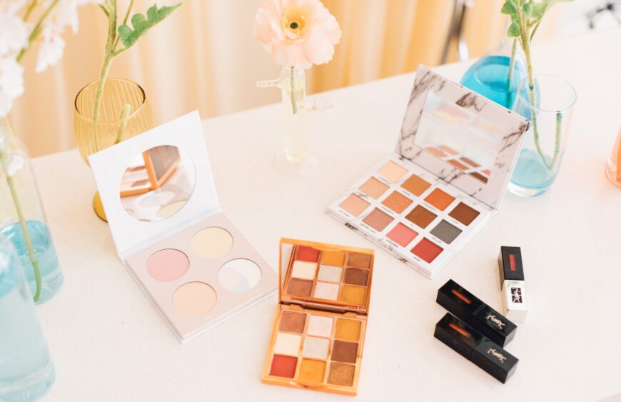 assorted eye shadow and blusher palette